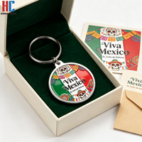 Porte-clés moderne en argent plaqué, personnalisé, fabriqué en usine depuis 23 ans, Viva Mexico, drapeau mexicain, souvenir du Jour de l'Indépendance mexicaine