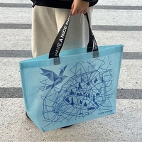Sac de courses en PP tissé en tissu recyclé laminé avec poignées en lettres et fermeture épaulette, taille moyenne, pour usage promotionnel personnalisé