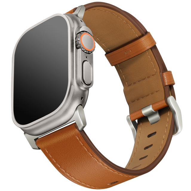 OEM/ODM Waterproof Premium Genuine Leather Smart Watch Bands for Apple Watch Ultra Series 9 8 7 Se 6 5 4 3 1 Accessories