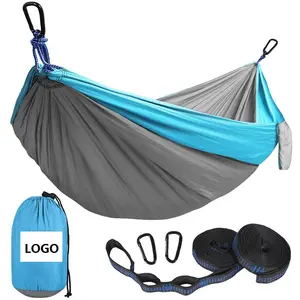Hamac Portable en Nylon 210T pour 2 personnes, Camping en plein air, Parachute, tente simple ou Double, lit-balançoire avec sangles d'arbre