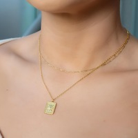Collier True North Square en argent sterling 925 plaqué or 18 carats avec zircon, nouvelle collection personnalisée