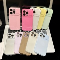 Casing Ponsel Pelindung Lensa Kamera Jendela Besar untuk iPhone 16 15 14 13 12 11 Pro Max Macaron Anti Benturan Kaca Temper Pelindung Belakang