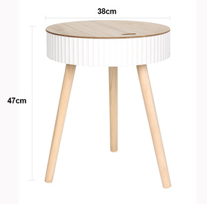 Petite <span class=keywords><strong>table</strong></span> de chevet ronde blanche avec plateau de rangement amovible et <span class=keywords><strong>table</strong></span> <span class=keywords><strong>basse</strong></span> en bois massif à trois pieds pour la chambre à coucher, décoration de salon - Product Image 5