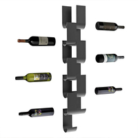 Présentoir mural industriel ultra-moderne en fer noir et panneaux MDF pour bouteilles de vin, idéal pour l'ameublement domestique (vente en gros)