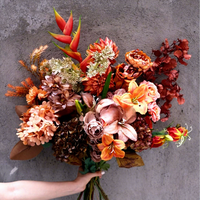 Roses et marguerites artificielles automnales orange et marron en soie pour la décoration d'automne/mariages/photographie, aménagement paysager domestique et centres de table d'allée