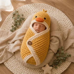 Conjunto de ropa de invierno para bebé: Envoltura de ganchillo, gorro de animal, manta para recién nacido, accesorio para fotos de bebé - Product Image 3