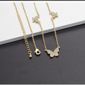 Moda cristiana inspirada mariposa Crepúsculo clavo cobre collar Micro-inserción circón geométrico enlace cadena de moda - Product Image 6