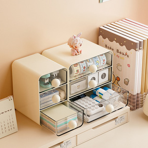Desktop Storage Box <b>Drawer</b> Style Office Organizer Transparent Multi Functional Stationery Holder Rectangle Standing Type PP - Product Image 3