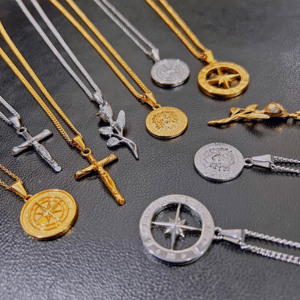 Pendentif 75 cm en acier inoxydable 316L pour hommes, collier avec <span class=keywords><strong>médaille</strong></span> religieuse ovale, en <span class=keywords><strong>or</strong></span>, collégion romain - Product Image 5
