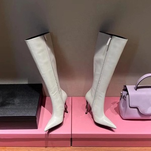 Botas Altas de Mujer con Tacón Fino Metálico Estilo Stiletto, Punta Puntiaguda y Cremallera Lateral Larga - Product Image 4