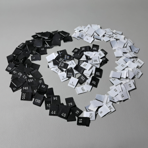 黒の番号サイズタグ0〜200衣類用の白い織りサイズのラベル - Product Image 1