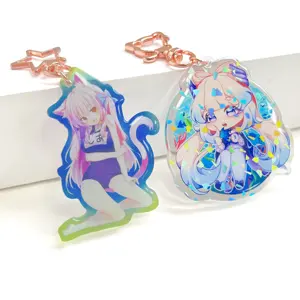 Epoxy Acrylic Keychain Promotional Cartoon Gift Printing Anime Holographic Keychains Custom Logo Acrylic Charms