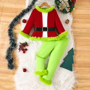 Costume d'elfe de Noël à manches longues en fourrure verte pour bébés, garçons et filles, tenue Cosplay avec costumes de <span class=keywords><strong>monstre</strong></span> du père Noël - Product Image 1