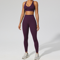 XW-Q059+Q061 Ensemble 3 pièces de vêtements de sport et de yoga pour femmes, couleur unie, logo personnalisé, tendance, pour fitness et gym