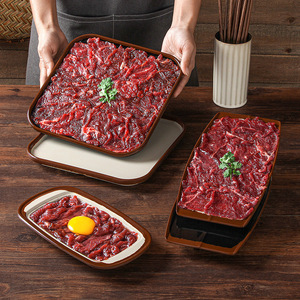 Plato rectangular de melamina Xiangyuan de color sólido para restaurante de hot pot y fiestas. - Product Image 3