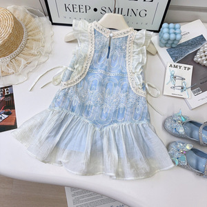 Vestido de Verano 2025 para Niñas, Estilo Coreano Occidental, Falda en Línea A de Algodón Suave, Vestido con Mangas Abullonadas para Niñas Pequeñas - Product Image 3