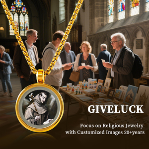 Giveluck 3D Cameo St. Anthony của padua Mặt dây chuyền tùy chỉnh bị mất mục người bảo trợ Saint huy chương với con Jesus & lily biểu tượng - Product Image 6