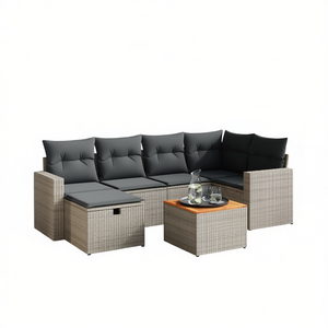 Modular Grey PE Rattan Garden <b>Sofa</b> <b>Set</b> Outdoor Furniture Collection Contemporary Design Waterproof Cushions - Product Image 1