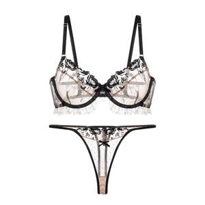 Lingerie Sexy per Donne, Set <span class=keywords><strong>Reggiseno</strong></span> Hipster Traspirante in Pizzo Ricamato, <span class=keywords><strong>Reggiseno</strong></span> Push-Up Quotidiano con <span class=keywords><strong>Ferretto</strong></span> <span class=keywords><strong>Senza</strong></span> Imbottitura - Product Image 5