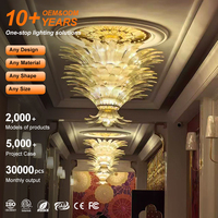 Lustre de plafond en fer à LED personnalisable, design moderne et luxueux, alimenté par courant alternatif, avec cristaux K9, pour hall d'hôtel
