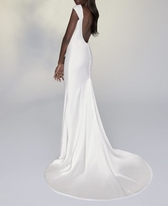 Abiti da Cerimonia con Spalle Scoperte, Vestiti da Sera per Matrimoni in Raso, <span class=keywords><strong>Abito</strong></span> Aderente con Collo a Polsino, <span class=keywords><strong>Midi</strong></span> a Tubino - Product Image 5