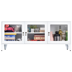 Meuble TV avec grand espace de rangement, 1 étagère, support TV en métal pour salon, chambre à coucher, pour téléviseurs - Product Image 3