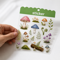 Pack d'autocollants personnalisés en PVC découpé à l'emporte-pièce, motif champignon, botanique et papillon, résistant à l'eau et aux UV, pour journal, carnet, coque de téléphone, bouteille d'eau, cadeau