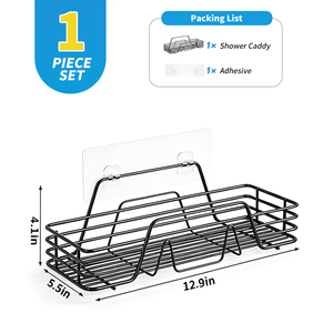 Stylish Large‑Size Black 201 Stainless Steel Bathroom <b>Caddy</b> Shelf for <b>Shower</b> Sundry Item Arrangement - Product Image 2