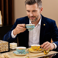 Tasse à café/thé en porcelaine émaillée royale chinoise de 200 ml, multicolore, compatible micro-ondes/lave-vaisselle, pour hôtel/cafétéria/cadeau