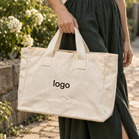 Tas Belanja Kanvas Custom Logo Grosir Warna Ivory untuk Pemilik Studio Desain yang Sedang Mengembangkan Koleksi Merchandise Ulang Tahun
