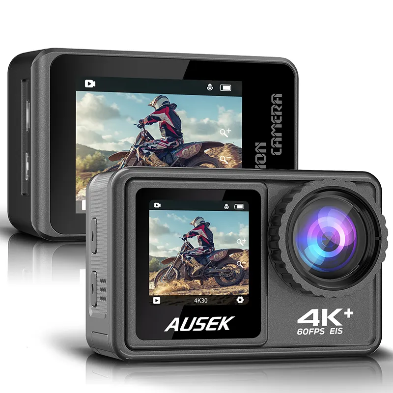 New arrival ! 100% real 4K 60fps waterproof dual screen sports dv 4K anti shaking EIS action camera go pro vlog camera
