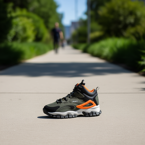 Chaussures de marche pour hommes Fila Ray Tracer Tr 2 Mid, olive, noir, orange, à lacets, empeigne en faux daim et mesh, semelle extérieure en caoutchouc, semelle intermédiaire en EVA - Product Image 2