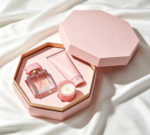 Pink Octagonal Luxury Gift <b>Box</b> <b>Set</b>, Scented Candle & Perfume Gift <b>Set</b>, Aromatherapy Spa Gift Kit - Product Image 1