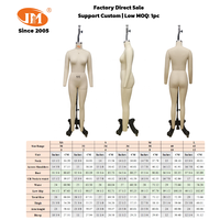 Mannequin de couturière sans tête en fibre de verre, taille US 4, corps entier, épaules pliables, pour robe, avec support, à épingler