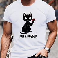 T-shirts pour hommes avec imprimé « motif d'avertissement patte de chat », style non ajusté, manches courtes, personnalisables. Directement de l'usine.F10