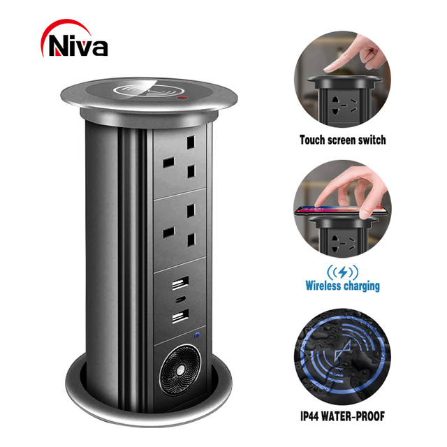 Customised Power Outlet Pop up Socket Desktop Socket Kitchen Smart Plug With USB and Wireless Charging Desktop