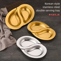 Assiette à double compartiment en acier inoxydable, plat de service divisé pour plats froids, snacks marinés, cacahuètes au vinaigre, usage en restaurant