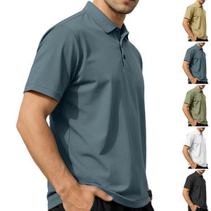 Polo en nylon pour homme Temu, manches courtes, couleur unie kaki, sport d'été, col classique, grande taille, design en maille de soie glacée - Product Image 2