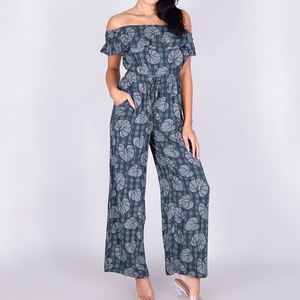 Combinaison pour femme sans bretelles, cintrée à la taille, à imprimé hawaïen, conçue sur mesure, en rayonne de haute qualité - Product Image 1