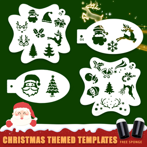 Stencil per Trucco Temporaneo Natalizio con Disegni di <span class=keywords><strong>Albero</strong></span> di Natale e Pupazzo di Neve per Decorazioni Festive e Tatuaggi Temporanei - Product Image 3