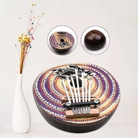 Thumb Piano 7 Keys Adjustable Coconut Shell Painted Thumb Piano Kids' Finger Percussion Keyboard Musical Instrument Mbira
