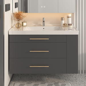 Customized Modern Design Bathroom Cabinets LED <strong>Vanity</strong> Floating Bathroom <strong>Vanities</strong> Set Drawers Stainless Steel <strong>Case</strong> for Hotels - Product Image 5