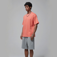 T-shirts surdimensionnés en coton 100% orange, à épaules tombantes, 275 GSM, t-shirt lourd, logo streetwear personnalisé, t-shirt homme