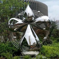 Sculpture abstraite en métal sur mesure, art moderne de jardin, sculpture en acier inoxydable poli