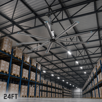 Ventilateur de plafond industriel pour entrepôt 24FT HVLS avec 8 pales en alliage d'aluminium et moteur BLDC pour la circulation de l'air dans les hubs logistiques