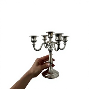 Chandelier décoratif à 5 bras en argent, fait main, pour événements, décorations de Noël, porte-bougie, vente chaude - Product Image 1