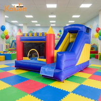 Kaluen Nouveau Design Château Gonflable 4m*4m Extérieur/Intérieur avec Toboggan Combiné pour Enfants, Jeux et Amusements, Toboggan Gonflable Château