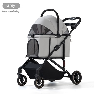 Poussette pour chien et chat imperméable en métal, légère, pliable, à 4 roues, avec design lavable, pour la marche, le jogging et les visites chez le vétérinaire - Product Image 6