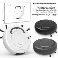 Vente en gros usine : Aspirateur robot intelligent 3-en-1 avec brosse et aspiration, bac à poussière de 400 ml, appareil ménager rechargeable, cadeau idéal