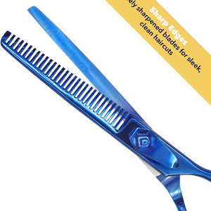 Tijeras para Adelgazar el Cabello, Doradas, F6, 6.0 Pulgadas, Acero Inoxidable, Punta Redonda, Mango Largo, Tijeras Planas para Corte Profesional - Product Image 5